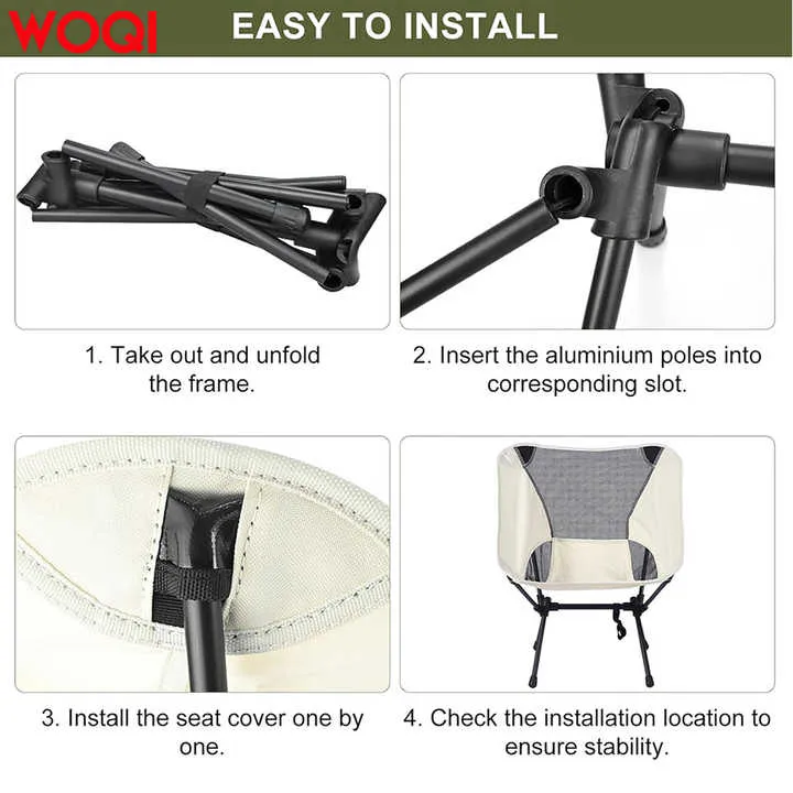 كرسي خارجي قابل للطي ومتنقل وخفيف الوزن . WOQI Portable Lightweight Folding Outdoor Chair Beach