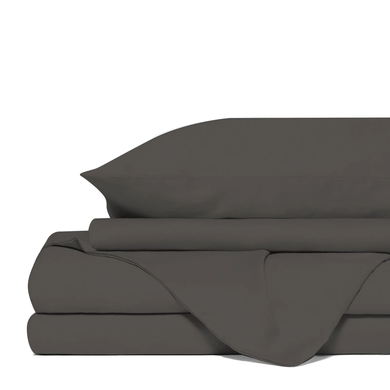 4 Piece 1500TC Sheet Set | Goose Feather Down Pillows 2 Pack | King | Dusk Grey