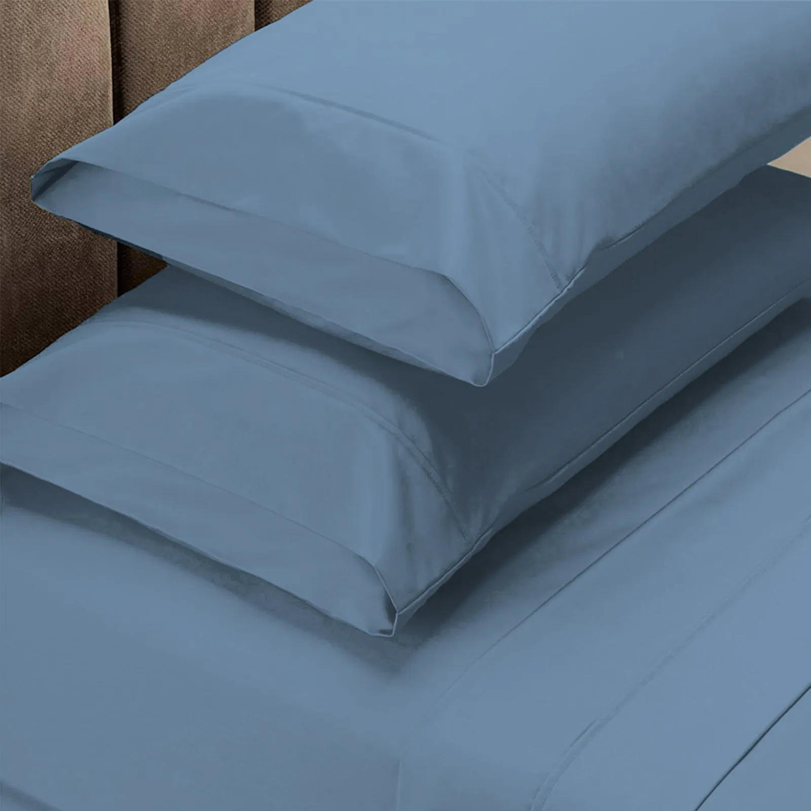 4 Piece 1500TC Sheet Set | Goose Feather Down Pillows 2 Pack | King | Indigo