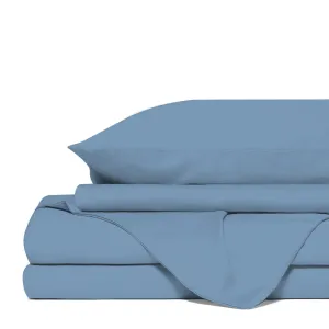 4 Piece 1500TC Sheet Set | Goose Feather Down Pillows 2 Pack | King | Indigo