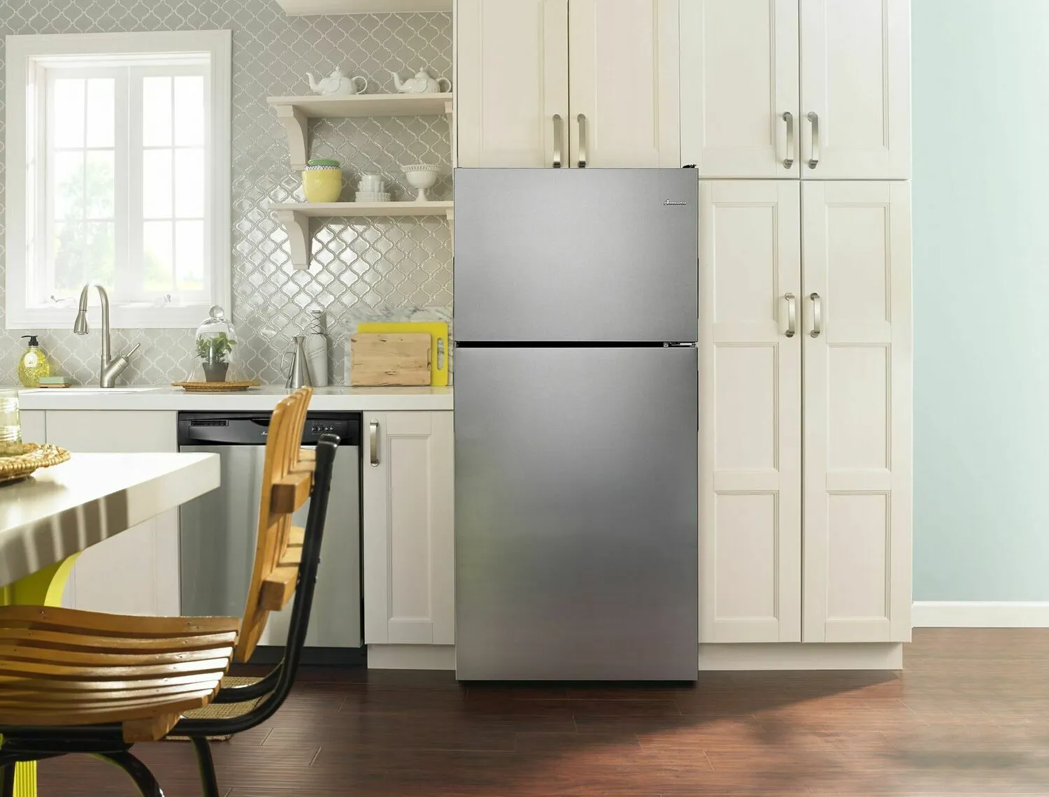 Amana ART308FFDM 30-Inch Wide Top-Freezer Refrigerator With Garden Fresh Crisper Bins - 18 Cu. Ft. - Monochromatic Stainless Steel