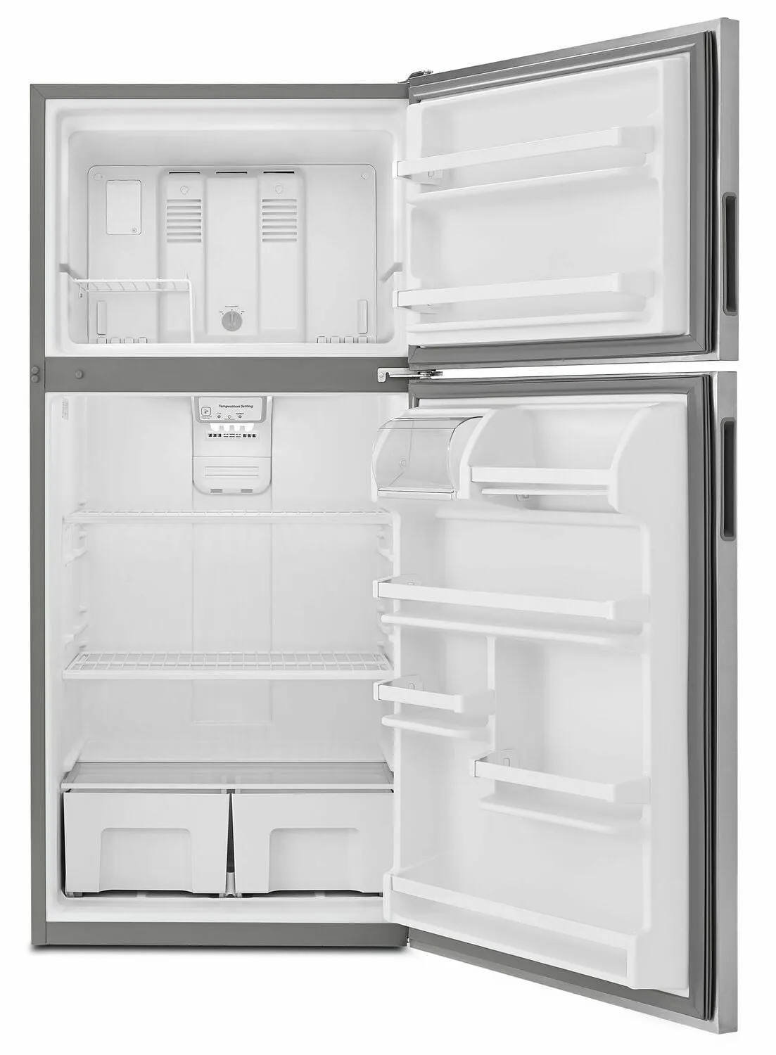 Amana ART308FFDM 30-Inch Wide Top-Freezer Refrigerator With Garden Fresh Crisper Bins - 18 Cu. Ft. - Monochromatic Stainless Steel
