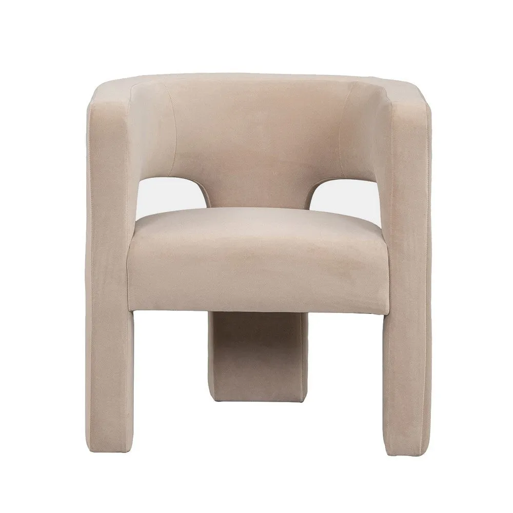 Aol 27 Inch Accent Chair, Round Open Backrest, Brown Fabric Upholstery By Casagear Home