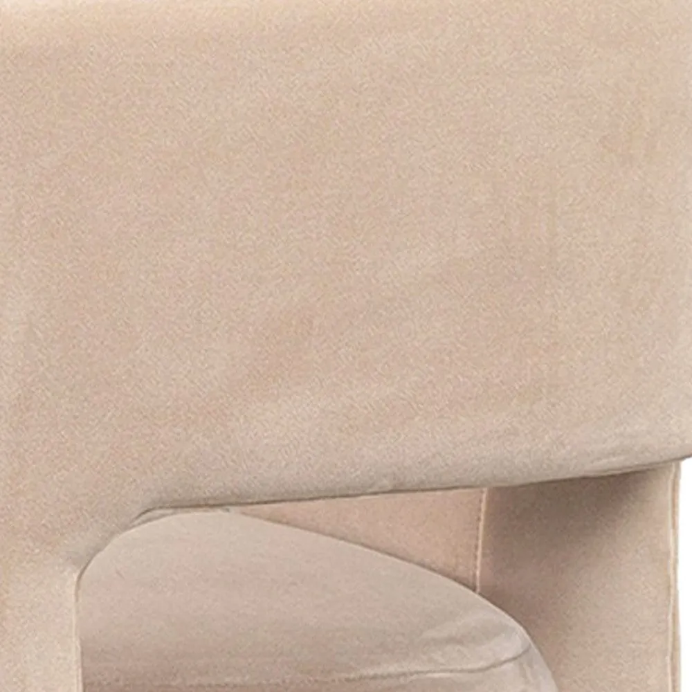 Aol 27 Inch Accent Chair, Round Open Backrest, Brown Fabric Upholstery By Casagear Home