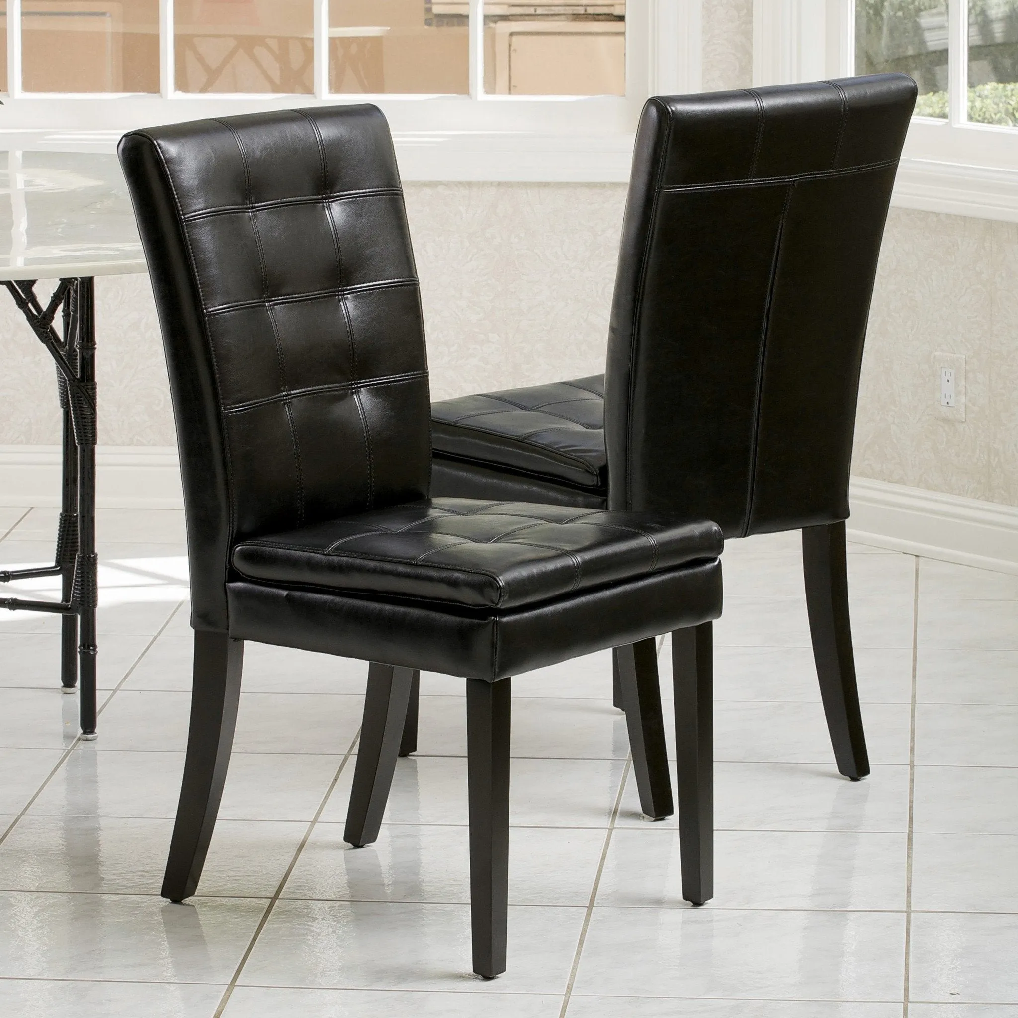 Barrington Contemporary Tufted Bonded Leather Dining Chairs (Set of 2)