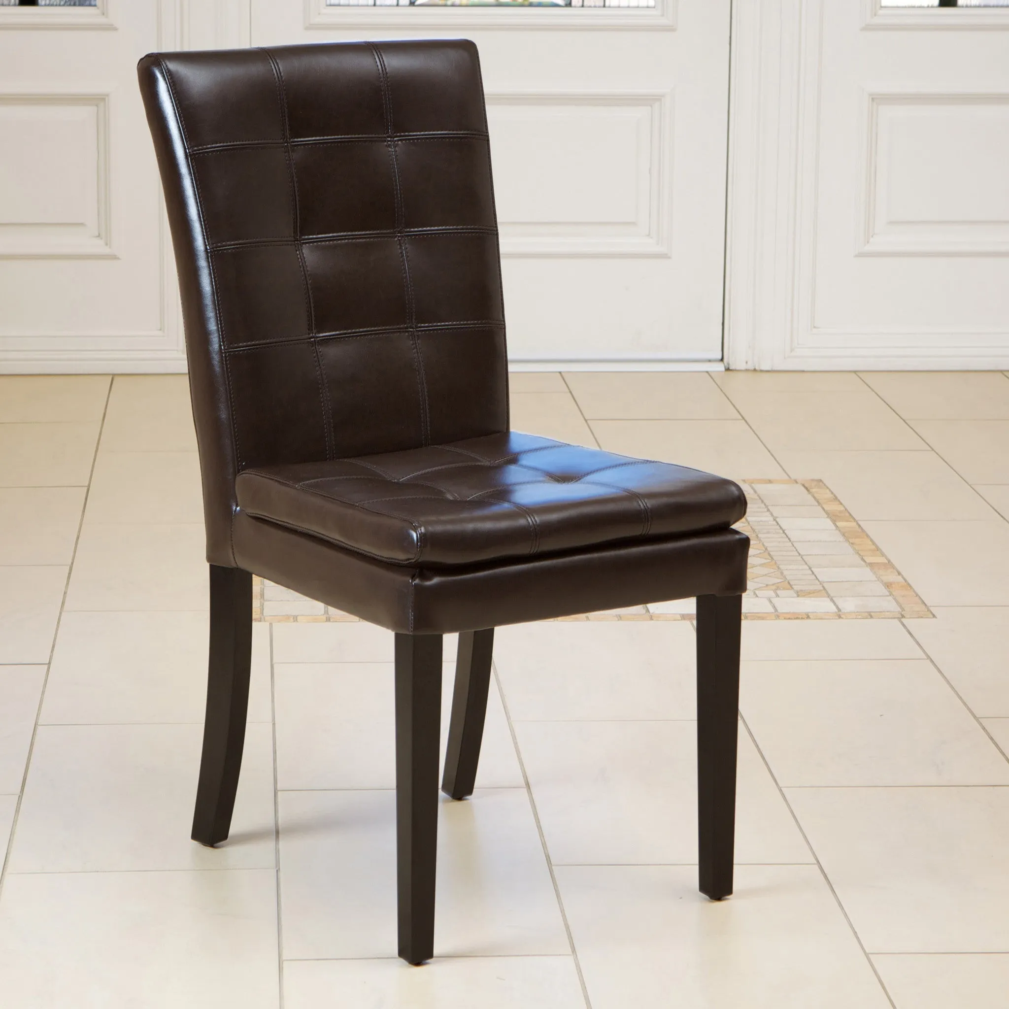 Barrington Contemporary Tufted Bonded Leather Dining Chairs (Set of 2)