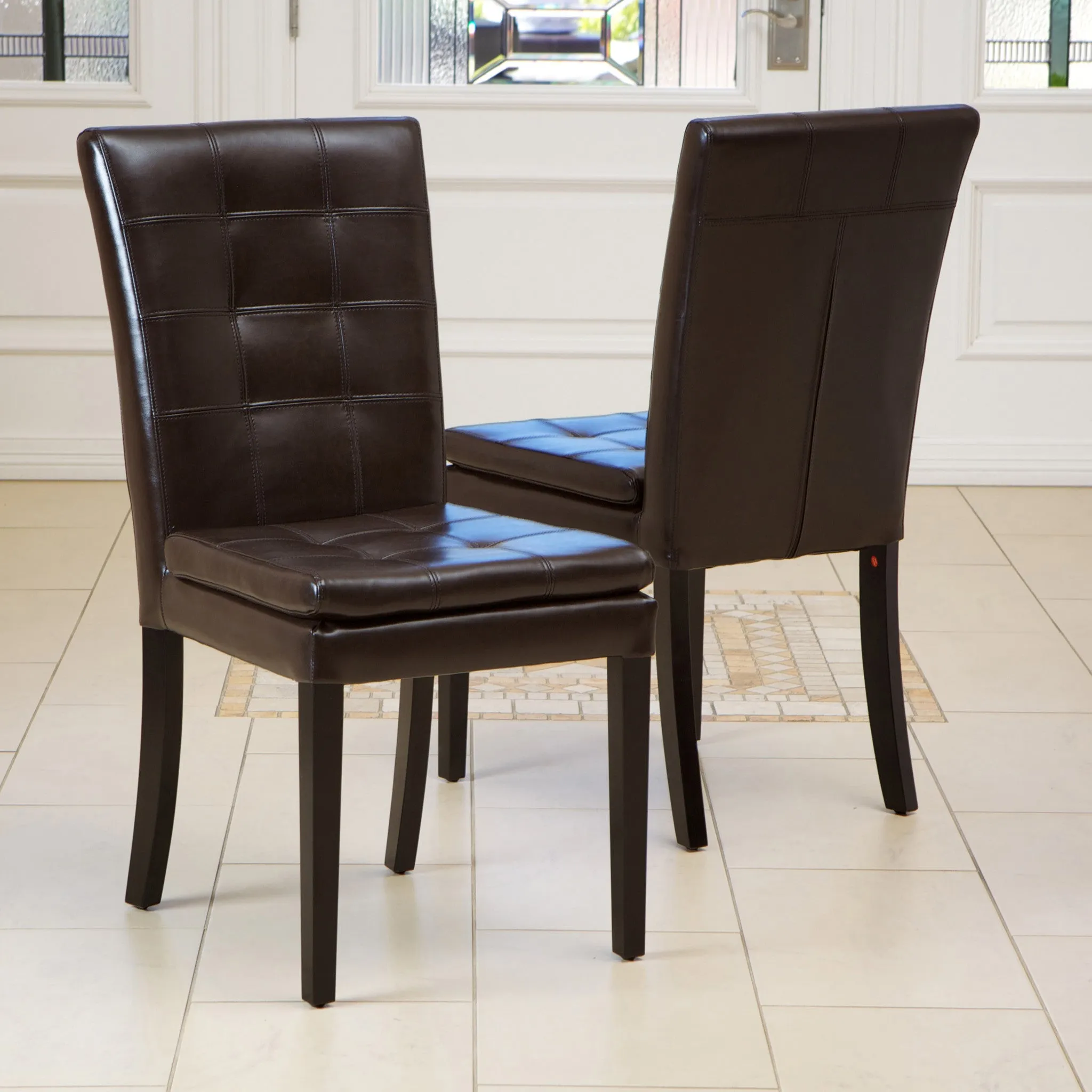 Barrington Contemporary Tufted Bonded Leather Dining Chairs (Set of 2)