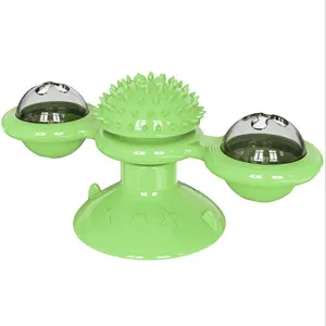 BEESCLOVER Spinning Windmill Cat Toy Interactive Balls Turntable Massage Toy Green