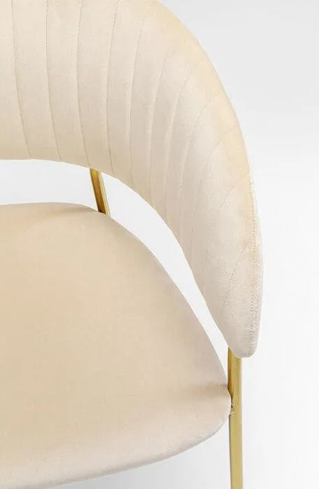 Belle Velvet Gold Chair with Armrest (2/Set)
