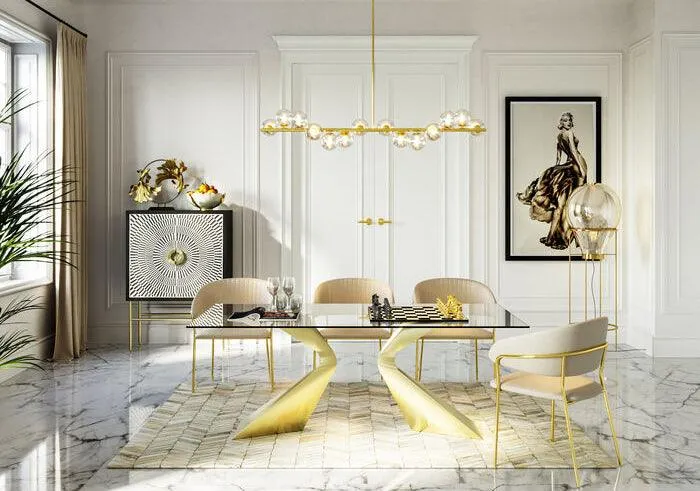 Belle Velvet Gold Chair with Armrest (2/Set)
