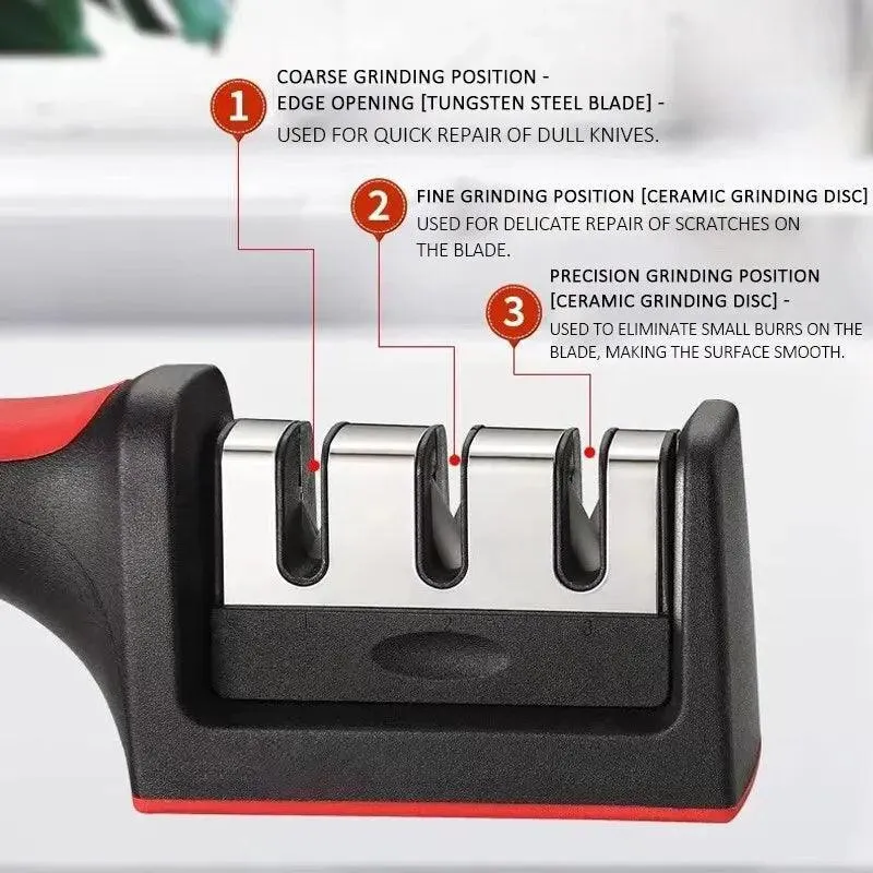Black Knife Sharpener: Effortless Sharpening & Multi-Functional Kitchen Tool