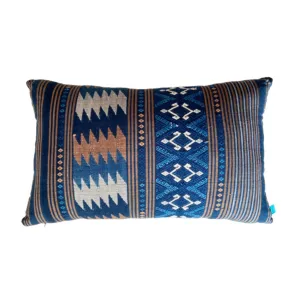 Blue and Tobacco Handwoven Thai Textile Pillow