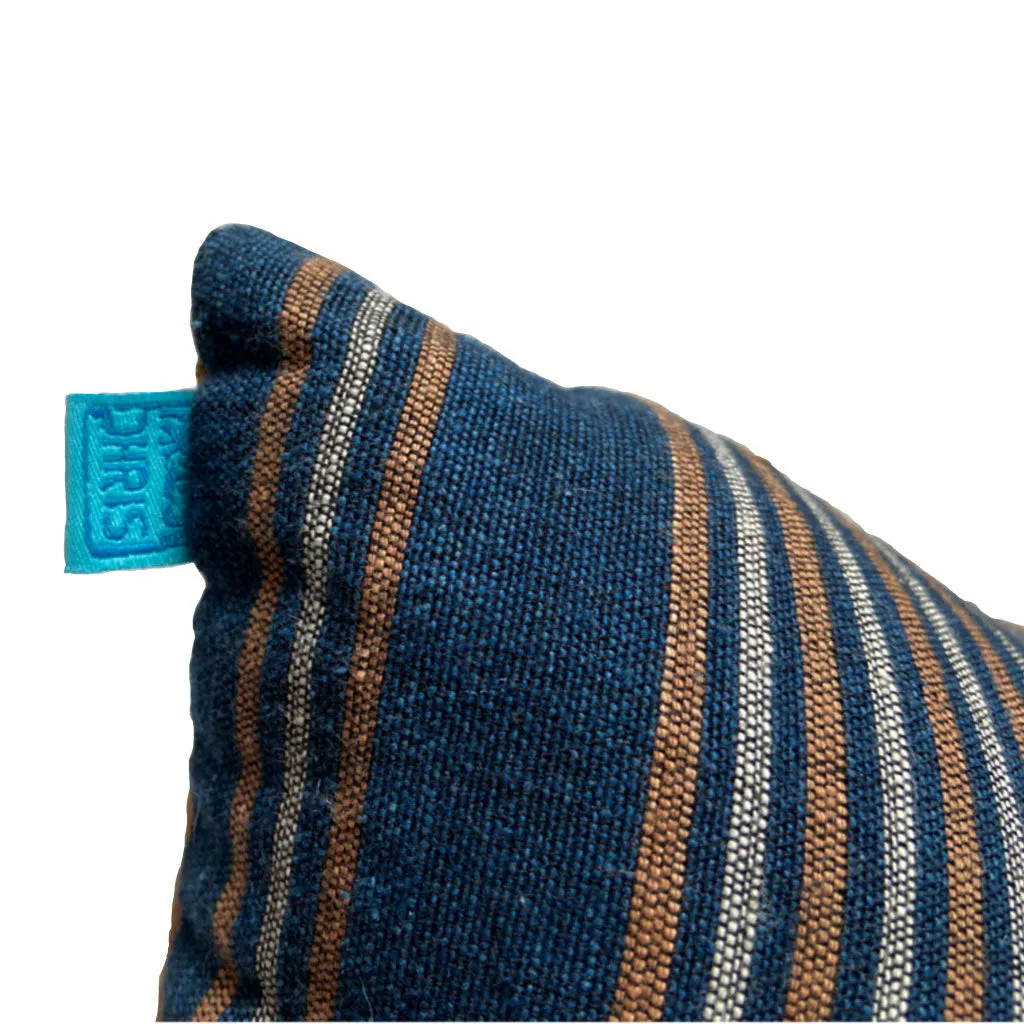 Blue and Tobacco Handwoven Thai Textile Pillow