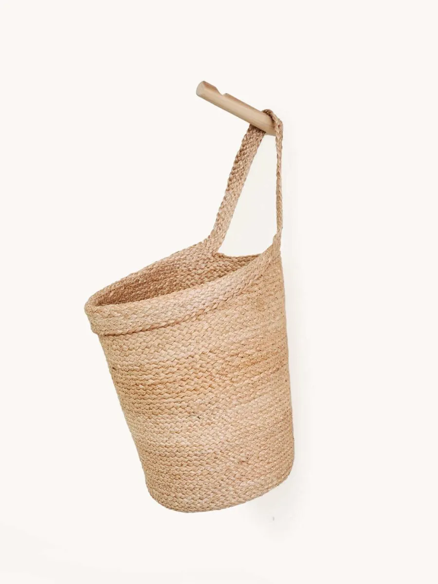 Braided Jute Wall Hanging Basket  Chic Storage