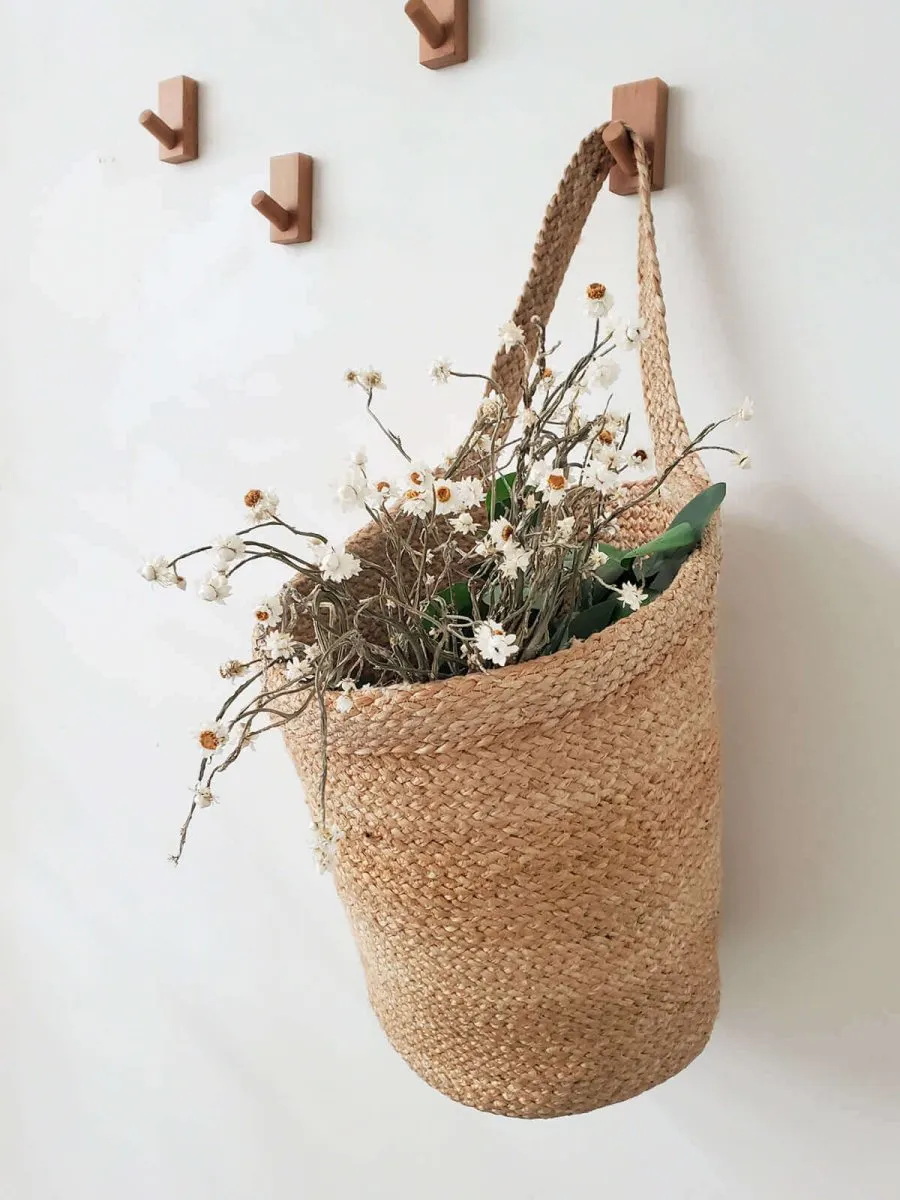 Braided Jute Wall Hanging Basket  Chic Storage