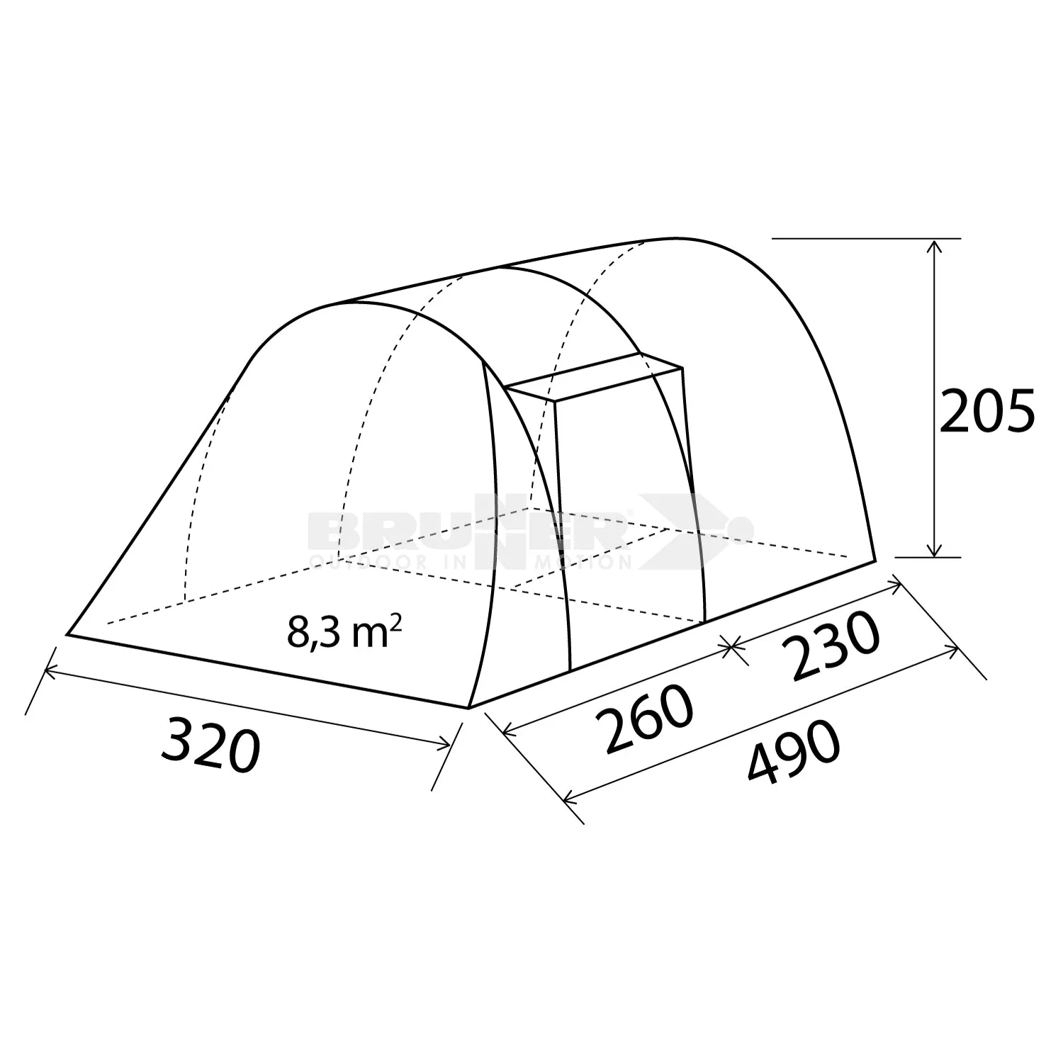 BRUNNER ARQUS OUTDOOR 5 Tenda a tunnel a doppio ingresso