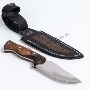 Bushcraft Camping Knife Stainless Steel Walnut Handle 9.8"