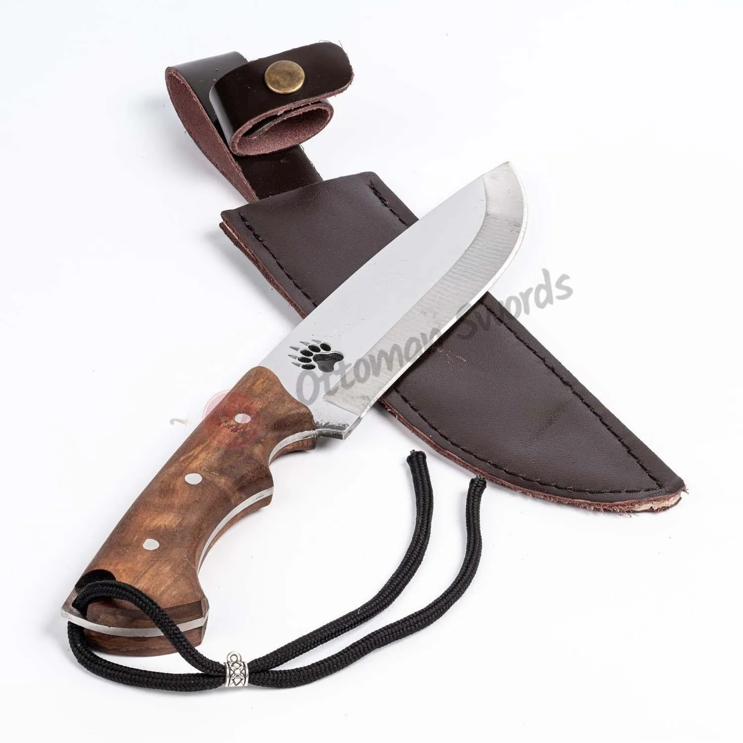 Bushcraft Knife With Werzalit Handle and Bear Paw 11.8"