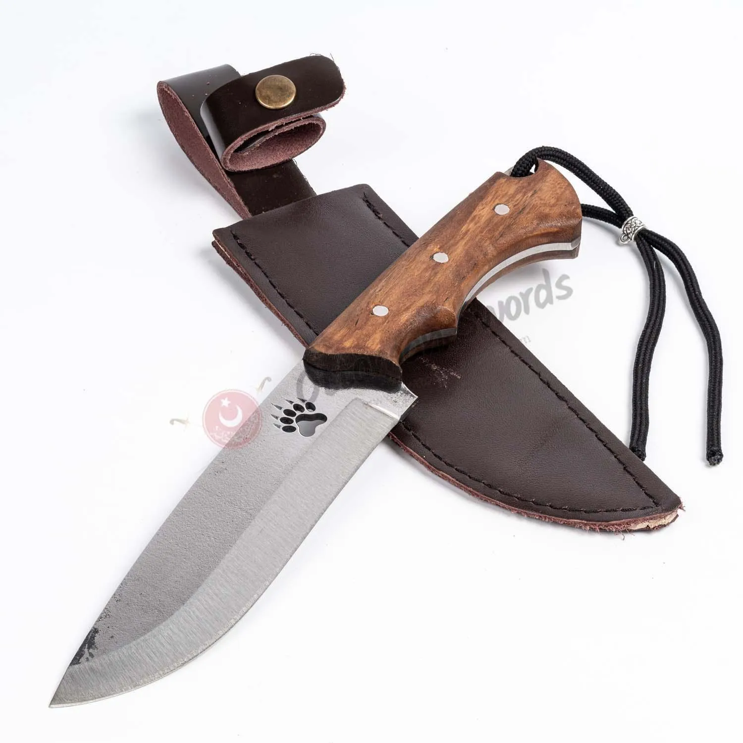 Bushcraft Knife With Werzalit Handle and Bear Paw 11.8"