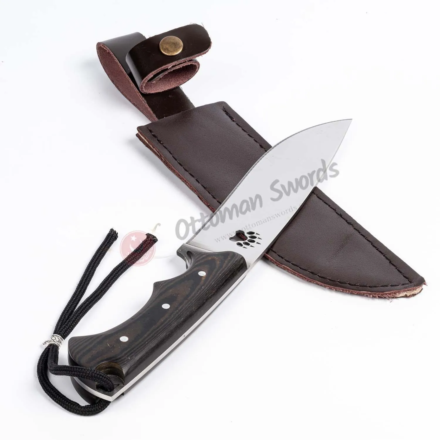 Bushcraft Knife With Werzalit Handle and Bear Paw 11.8"