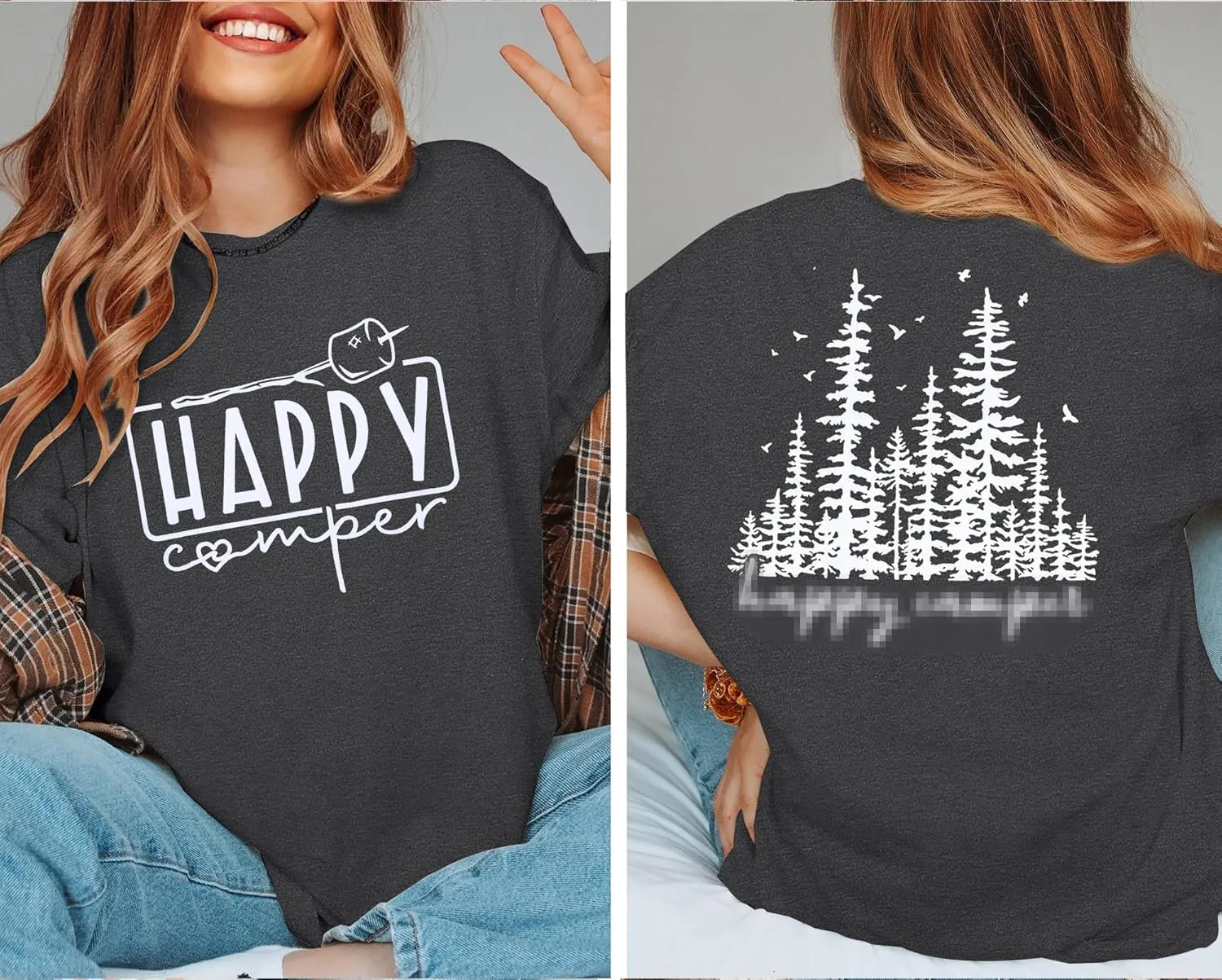 Camping Shirts Hiking Adventure T-Shirt: Camper Gifts Tops Women Vintage Mountain Nature Graphic Tees Short Sleeve Outfit