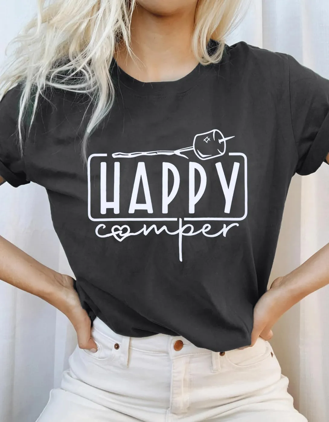 Camping Shirts Hiking Adventure T-Shirt: Camper Gifts Tops Women Vintage Mountain Nature Graphic Tees Short Sleeve Outfit