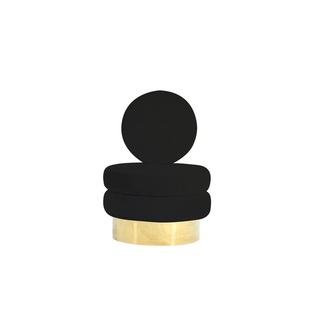 Cid 26 Inch Modern Swivel Accent Chair, Black Velvet, Round Gold Metal Base By Casagear Home