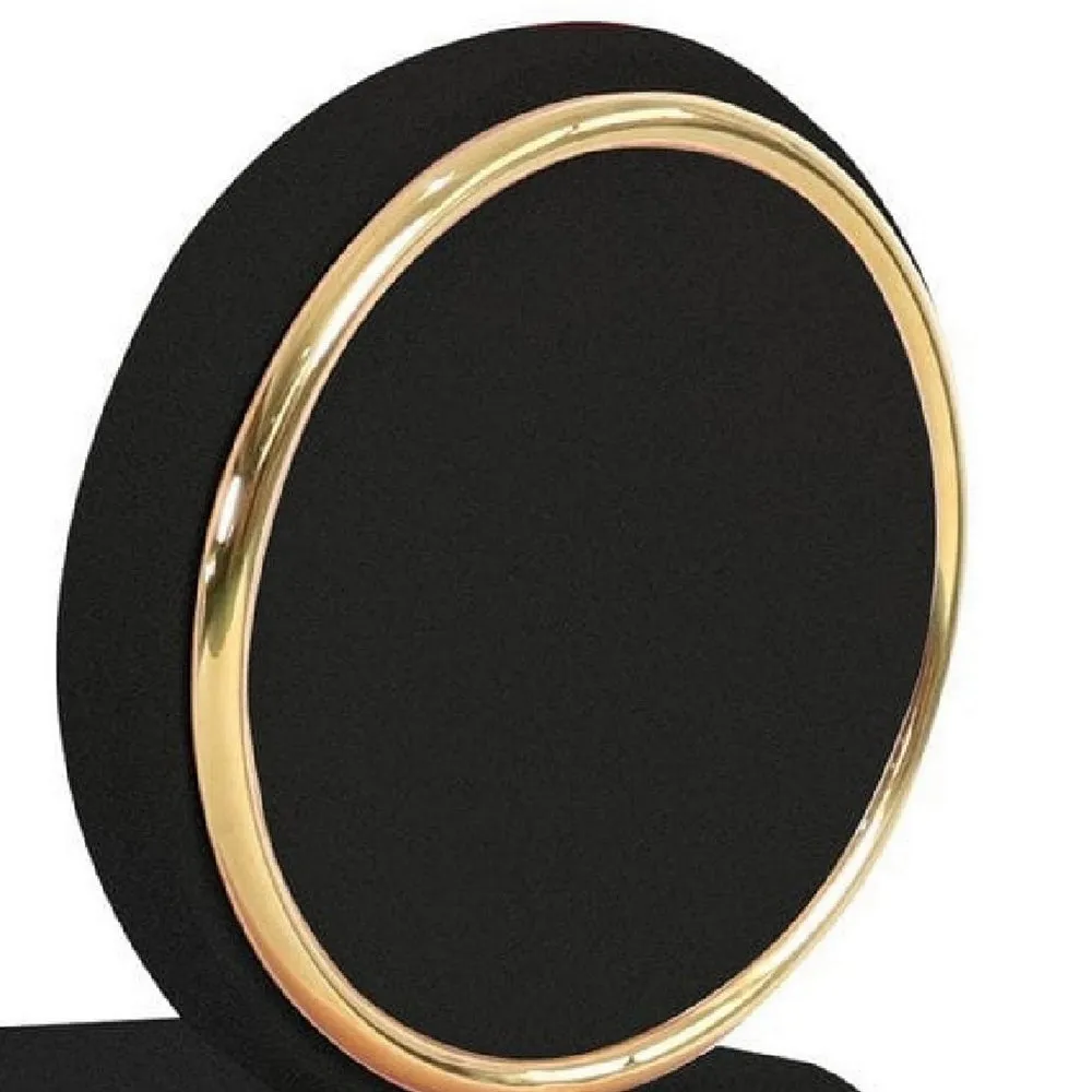 Cid 26 Inch Modern Swivel Accent Chair, Black Velvet, Round Gold Metal Base By Casagear Home