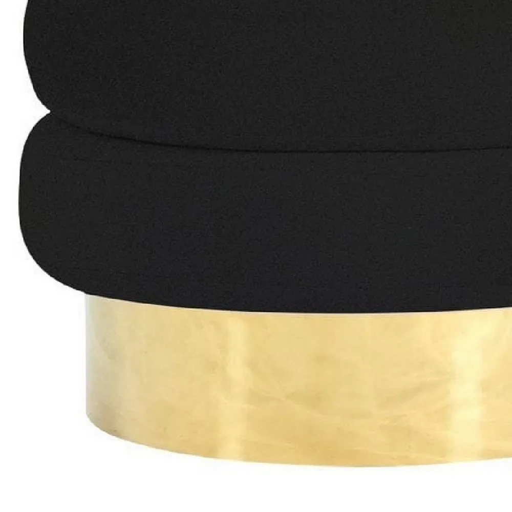 Cid 26 Inch Modern Swivel Accent Chair, Black Velvet, Round Gold Metal Base By Casagear Home