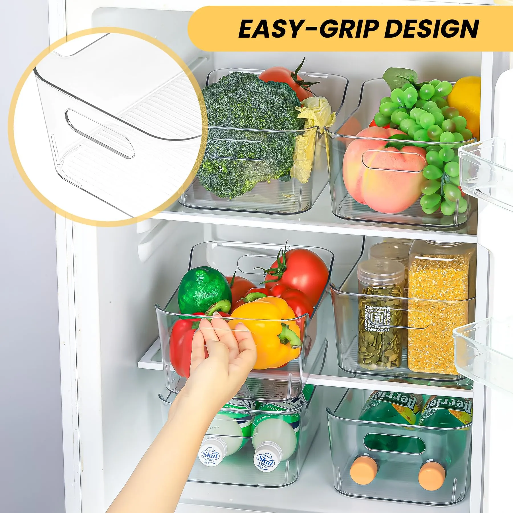 CiWiVOKi Clear Plastic Storage Bins, Set of 12, Multi-Use Organization and Storage Containers for Pantry, Cabinet, Refrigerator, Freezer, Bathroom, Organizer Bins for Home & Kitchen