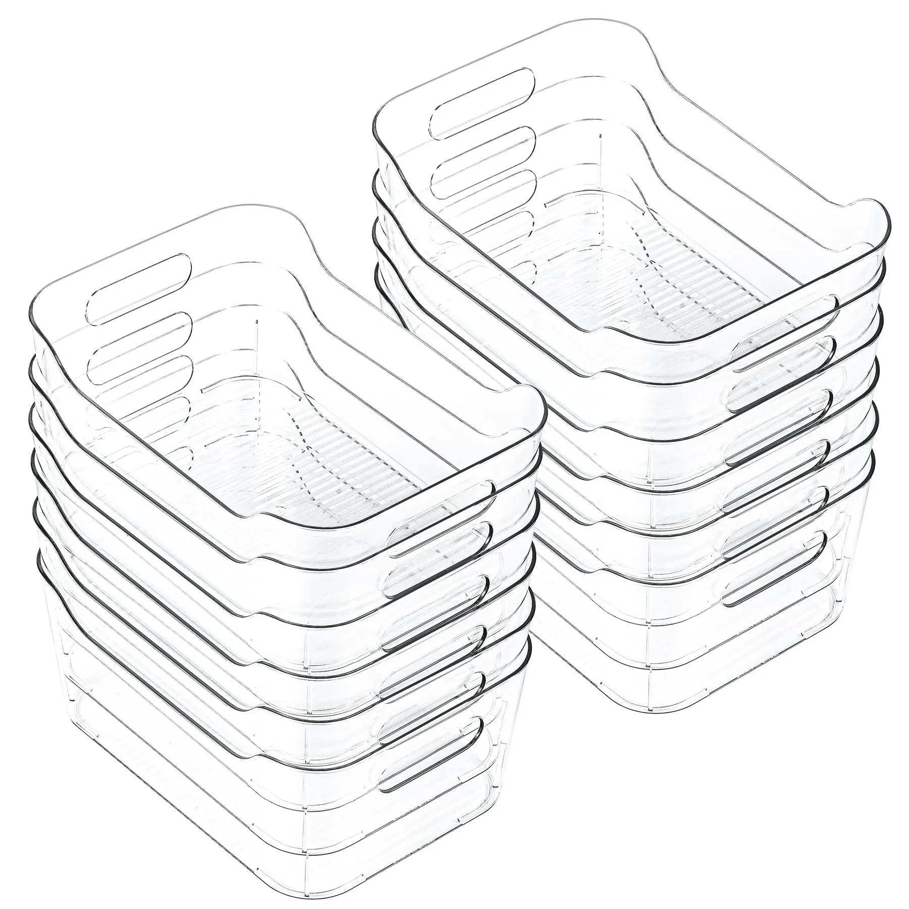 CiWiVOKi Clear Plastic Storage Bins, Set of 12, Multi-Use Organization and Storage Containers for Pantry, Cabinet, Refrigerator, Freezer, Bathroom, Organizer Bins for Home & Kitchen