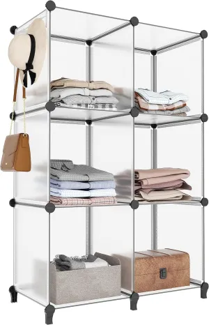 Closet Organizers and Storage 162L Closet Organizer 6 Cube Closet Shelves with Hook for Handing Storage Shelves for Storage Bins Storage Cubes Shelf for Closet Bedroom Bathroom