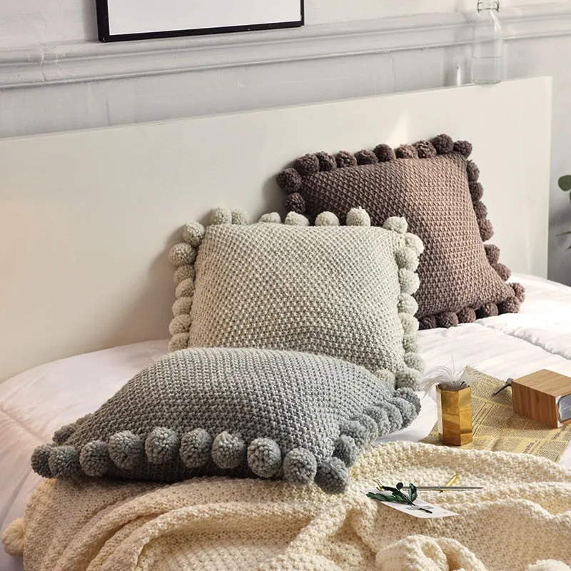 Cottage Knitted Cotton Cushion Cover
