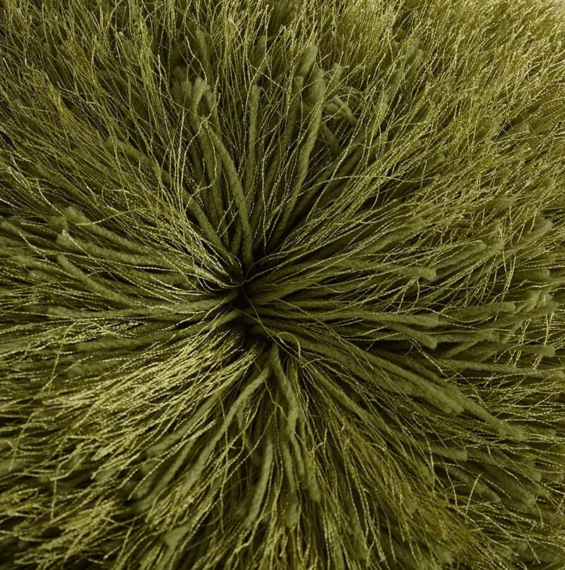 Decorative Shaggy Pillow in Lime