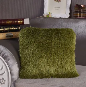 Decorative Shaggy Pillow in Lime