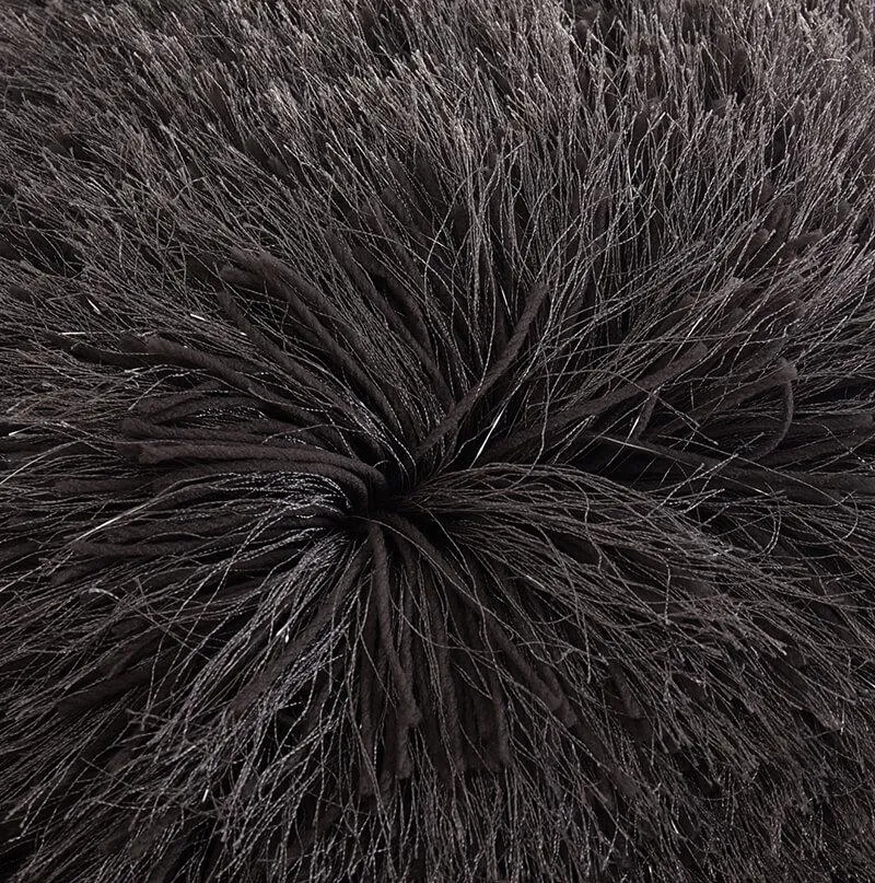Decorative Shaggy Pillow with Lurex in Grey