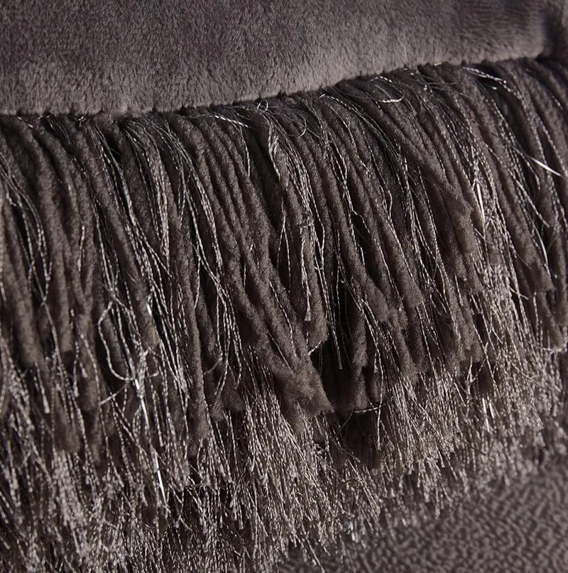 Decorative Shaggy Pillow with Lurex in Grey