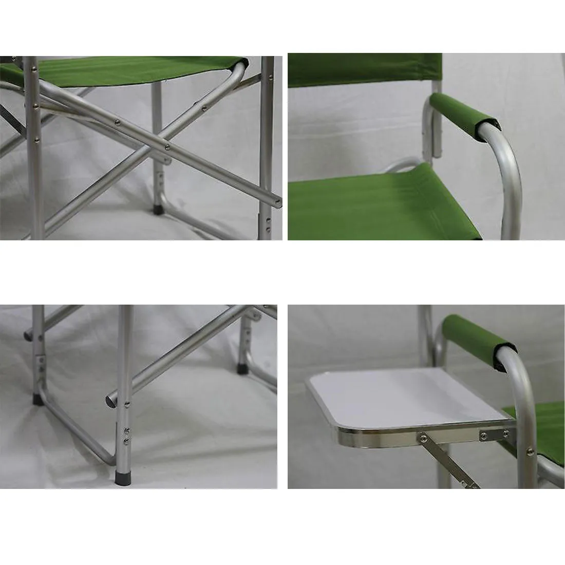 Directors Aluminium Folding Chair Camping Picnic Director Fishing w/ Table - green