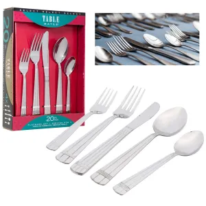 Flatware Cutlery Set Knife Fork Spoon Stainless Steel Silverware Service 20 Pcs
