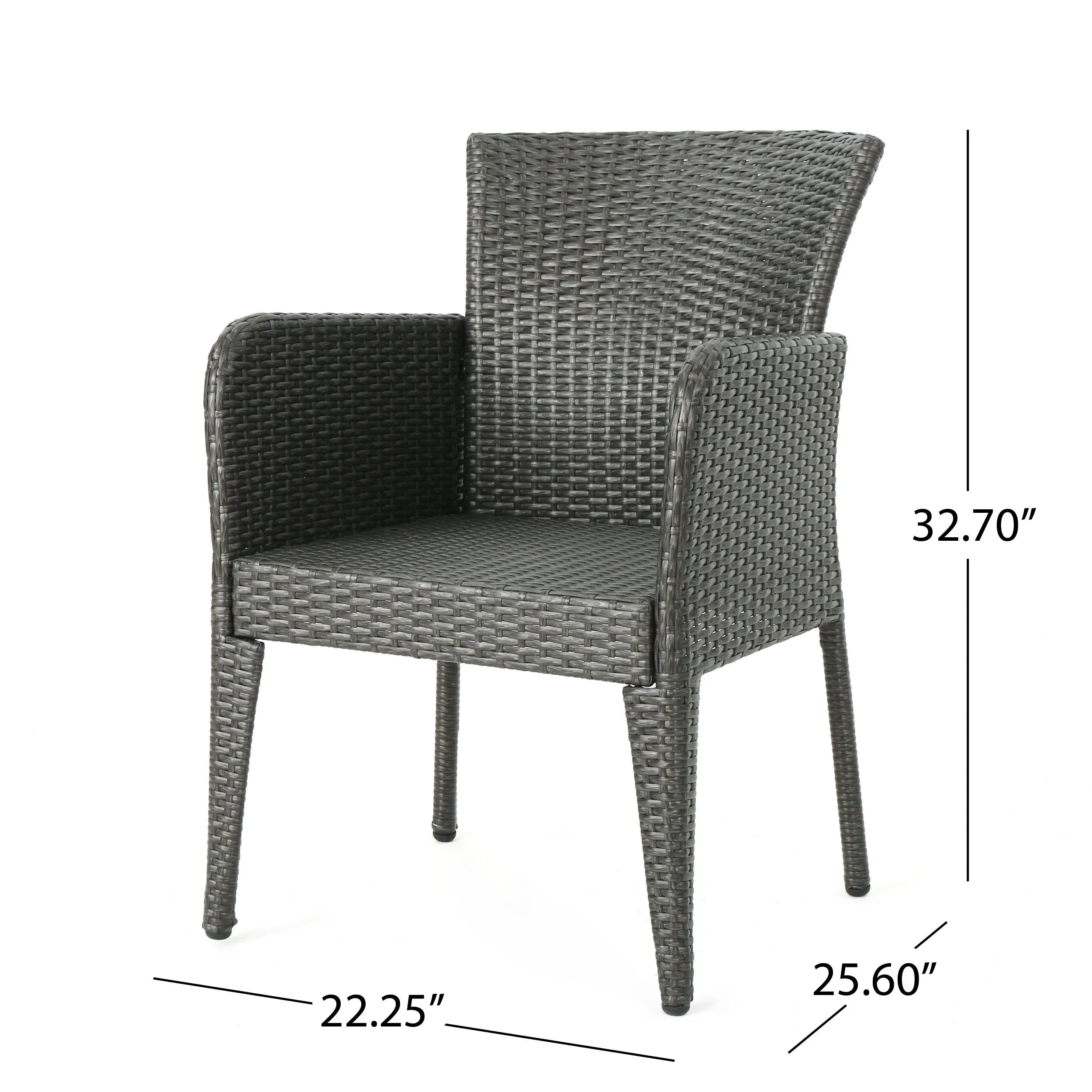 Freeman Outdoor 7 Piece Wood and Wicker Dining Set, Gray with Gray Chairs