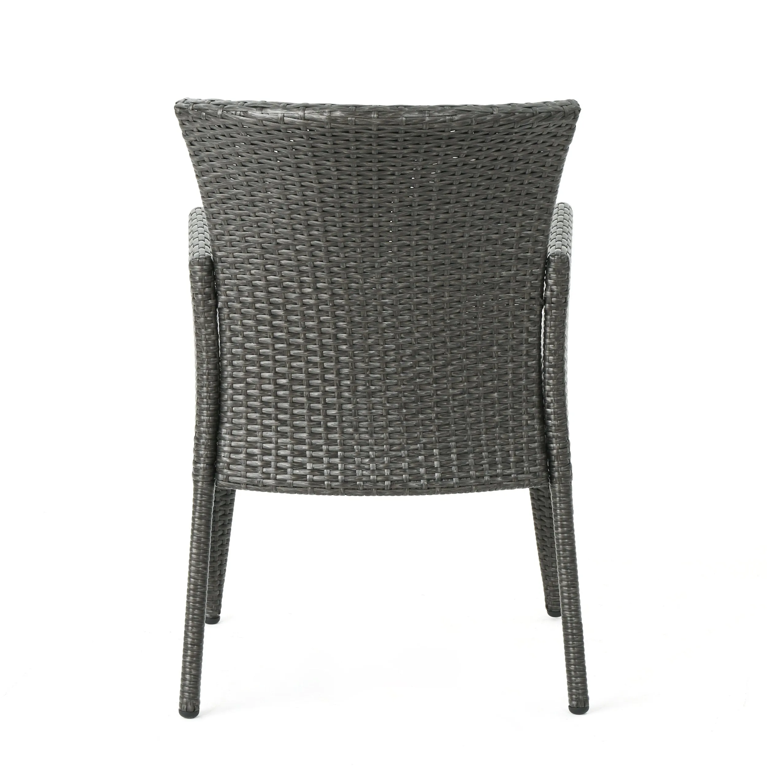Freeman Outdoor 7 Piece Wood and Wicker Dining Set, Gray with Gray Chairs