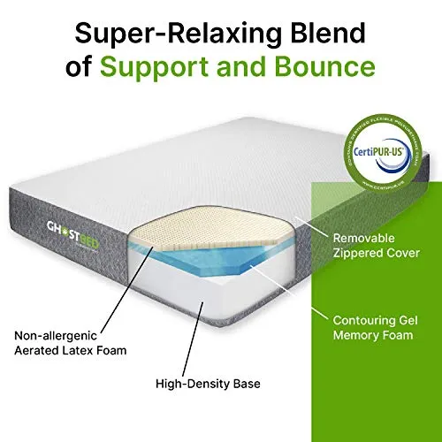 GhostBed Classic 11 Inch Cool Gel Memory Foam & Latex Mattress - Medium-Firm Feel, Made in The USA, King