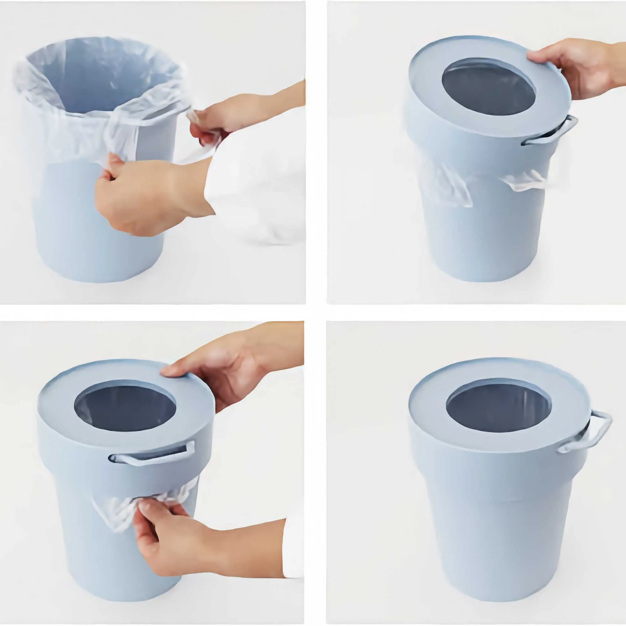 Hachiman Tap trash bin with lid small, smokey blue (5 L)