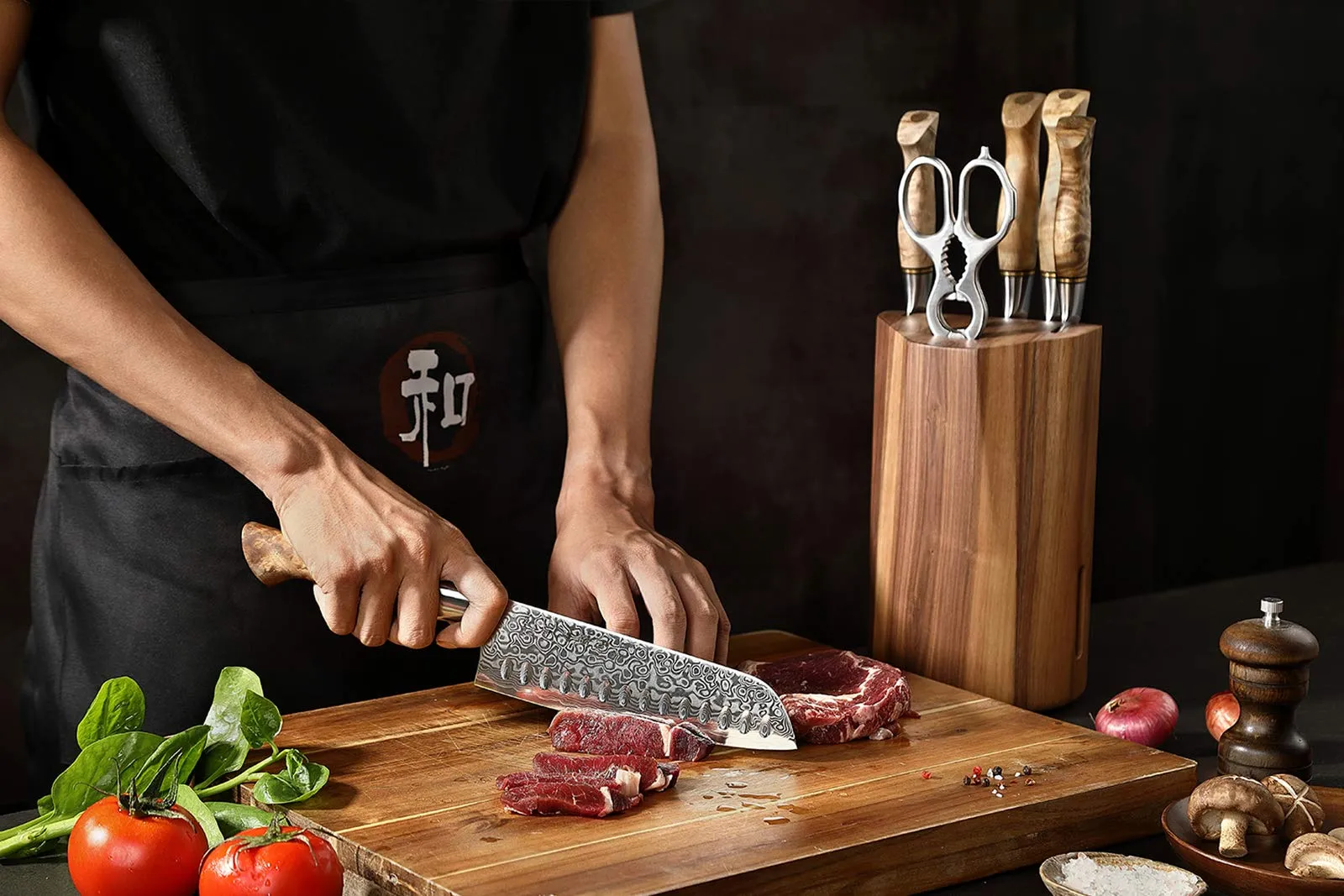 HEZHEN- Kitchen Knives Set 7PCS Forging Damascus (New)