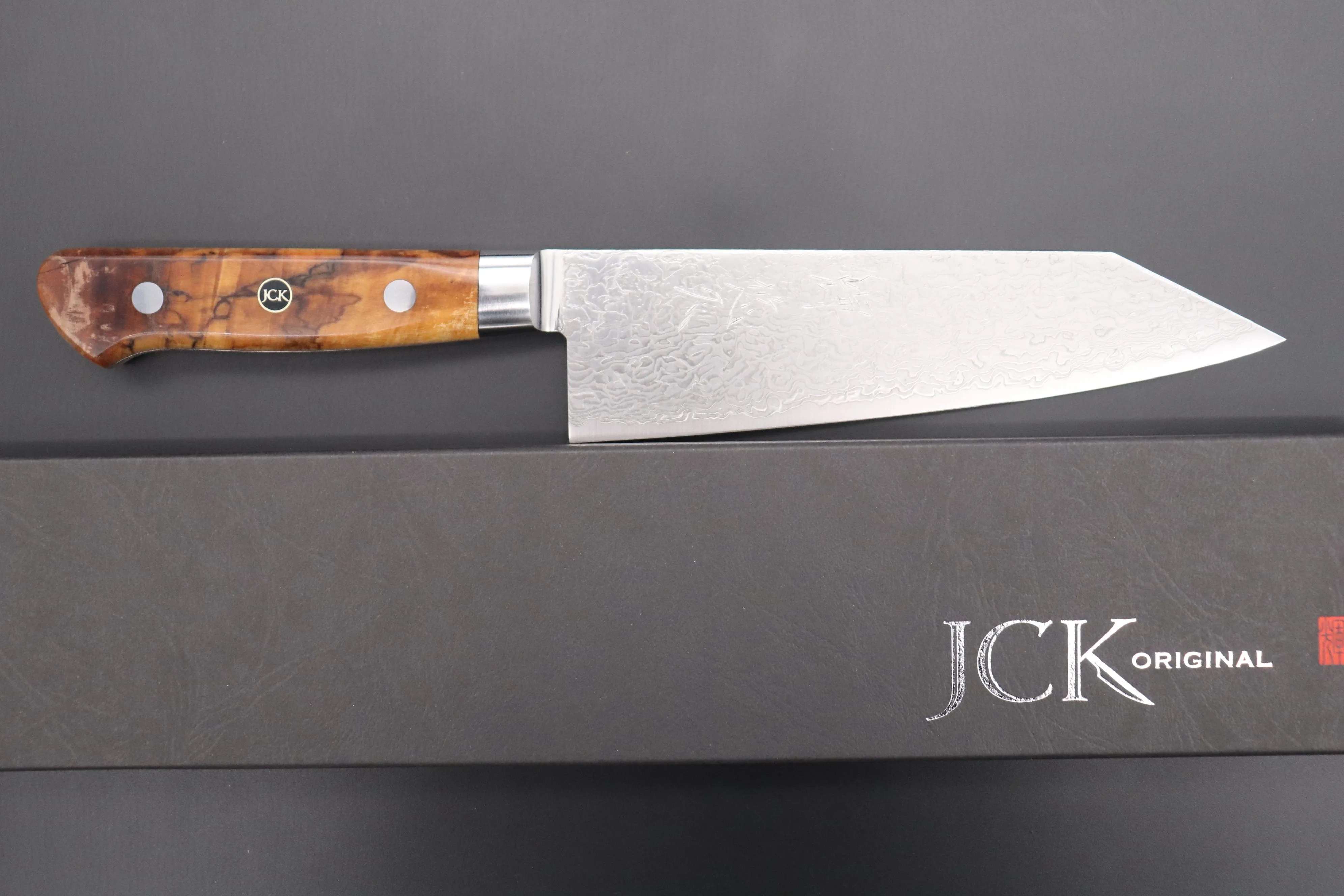 JCK Original Kagayaki Grand Canyon R-2 White & Silver Damascus Series GCYU-29 Bunka | Kiritsuke 175mm (6.8 Inch)
