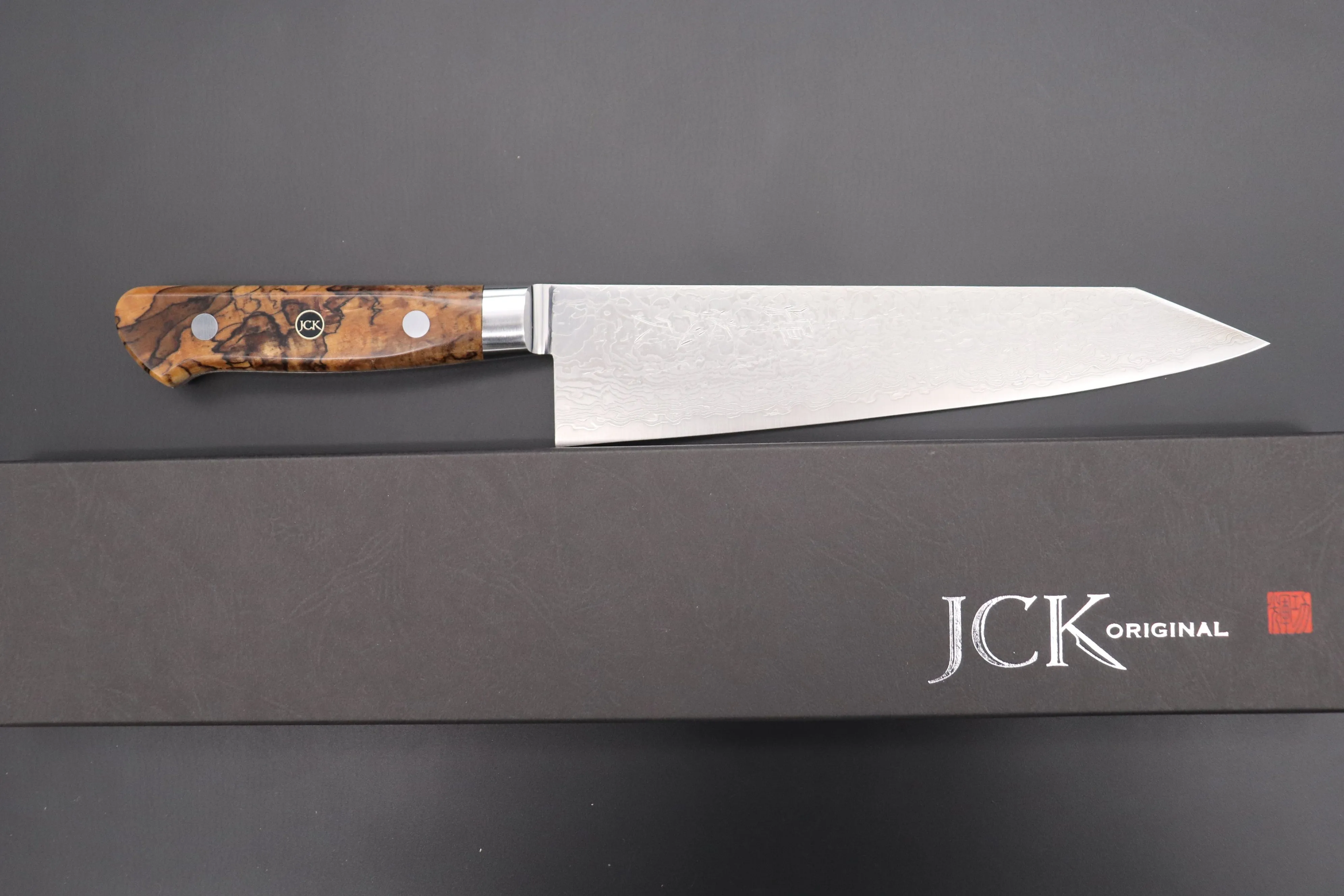 JCK Original Kagayaki Grand Canyon R-2 White & Silver Damascus Series GCYU-31 Kiritsuke Gyuto 200mm (7.8 Inch)