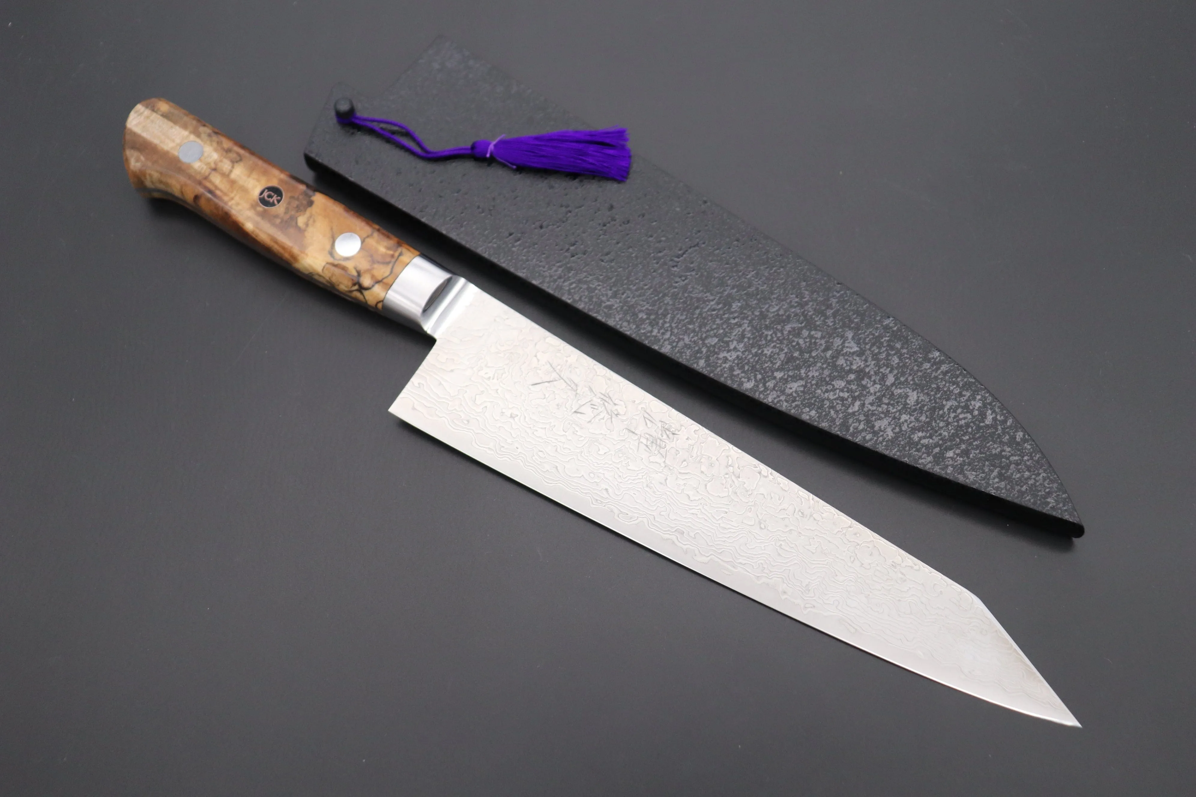 JCK Original Kagayaki Grand Canyon R-2 White & Silver Damascus Series GCYU-35 Kiritsuke Gyuto 200mm (7.8 Inch)