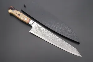 JCK Original Kagayaki NOVEL- Limited Edition Custom R-2 Damascus Series KNLTD-73 Kiritsuke-Gyuto 200mm (7.8 inch, Forged Blade)