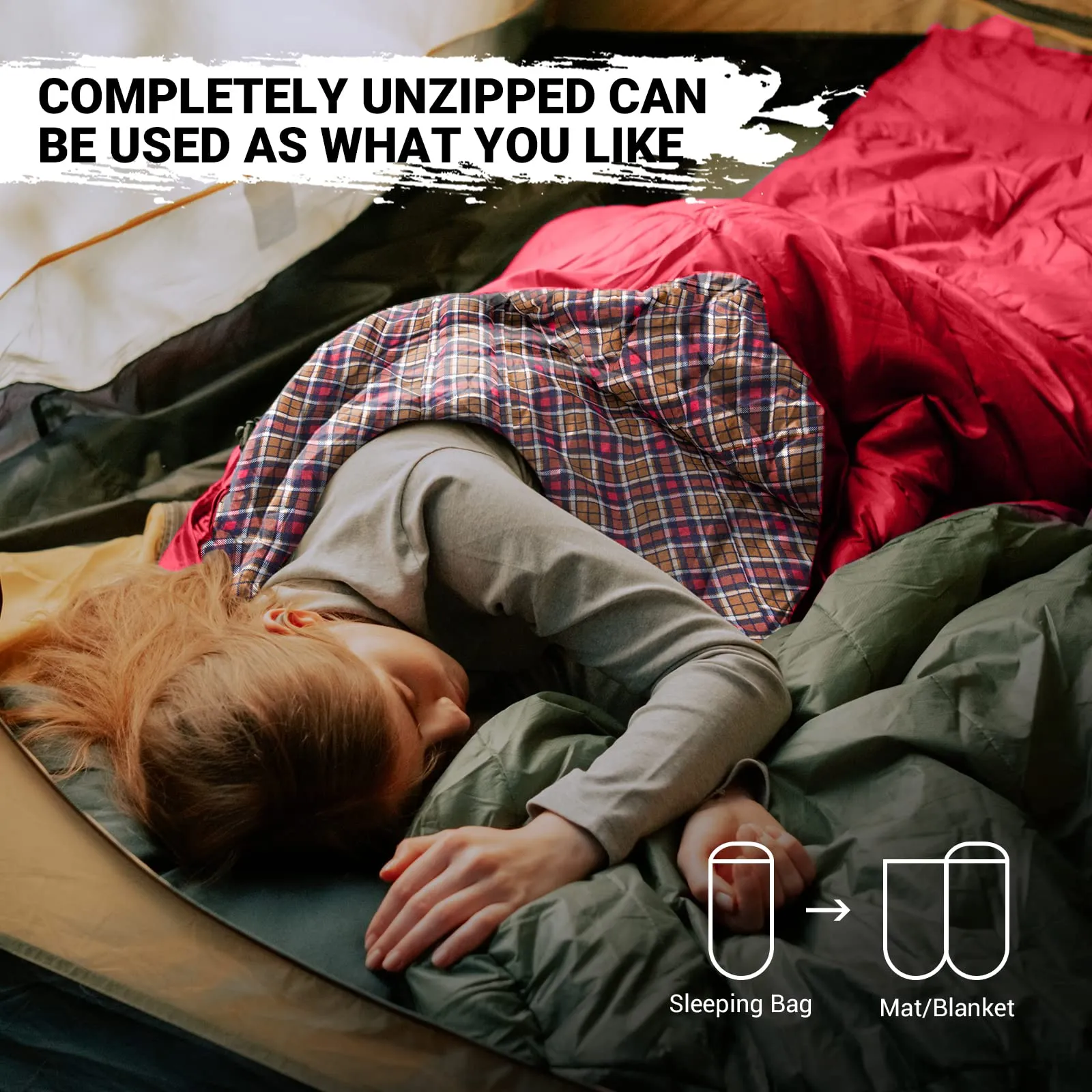 KingCamp 250g Filling 3 Season Cotton lining Wine Plus Size Sleeping Bag