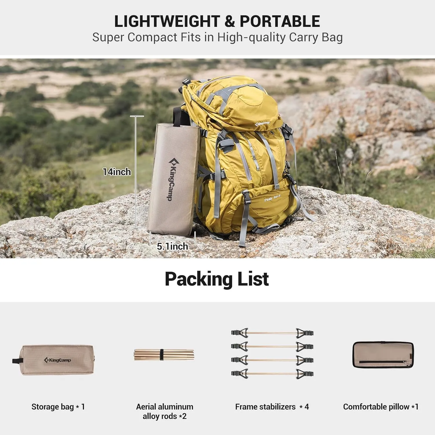 Kingcamp Ultralight Folding Camping Cot | ADI Compasso d'Oro Award 2017